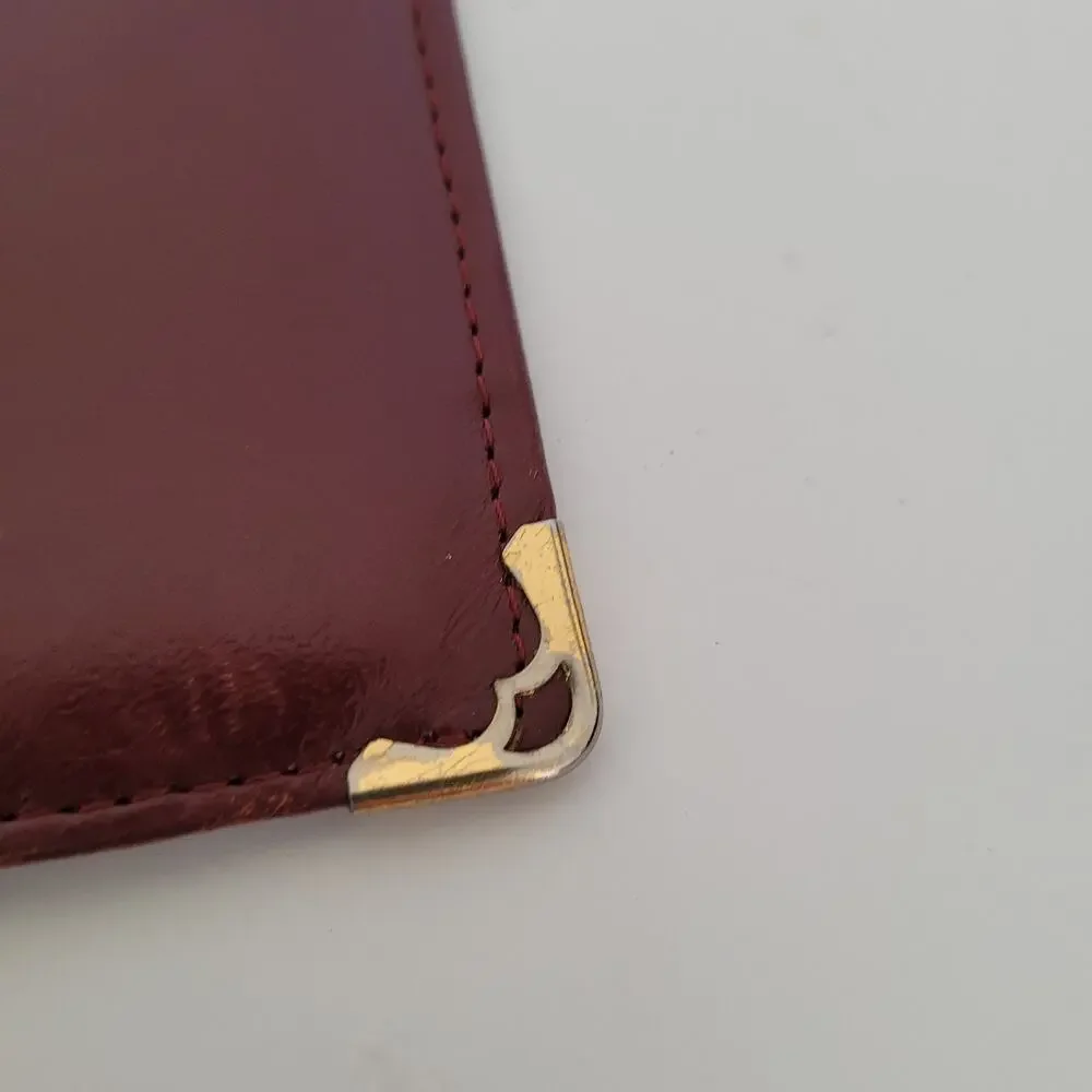 Cartier Vintage Bifold‎ Leather Bordeaux Red Wallet Large Credit Card Checkbook
